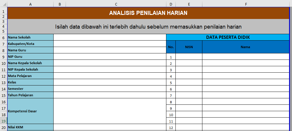 Aplikasi Analisis Penilaian Harian